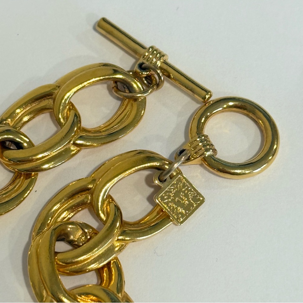 Vintage Anne Klein Toggle Link Gold Tone Heavy Chunky 90s Necklace 18.5” - Picture 9 of 10